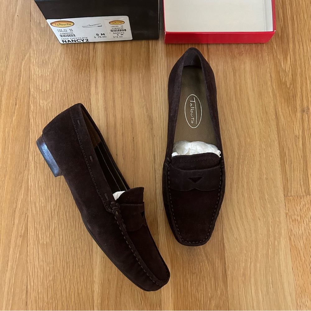 NWT Talbots Suede Loafers in Dark Brown